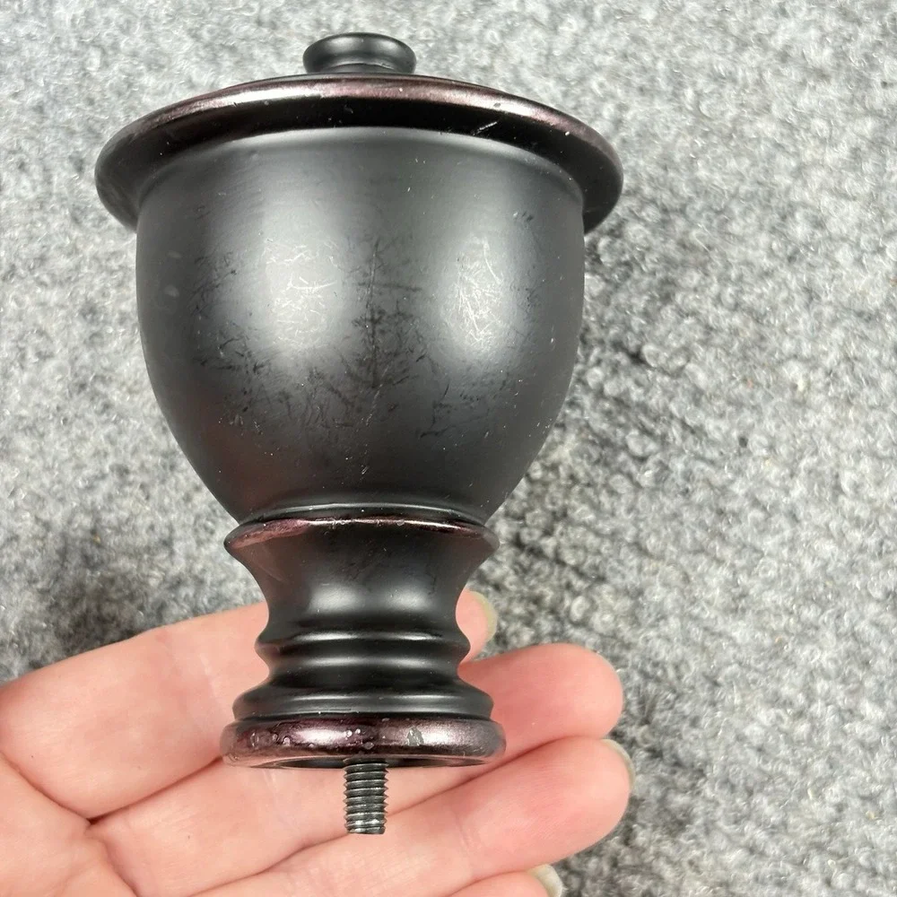 Vintage Black Curtain Rod Finials Purple Details Set of 4 Urn Shape 4
